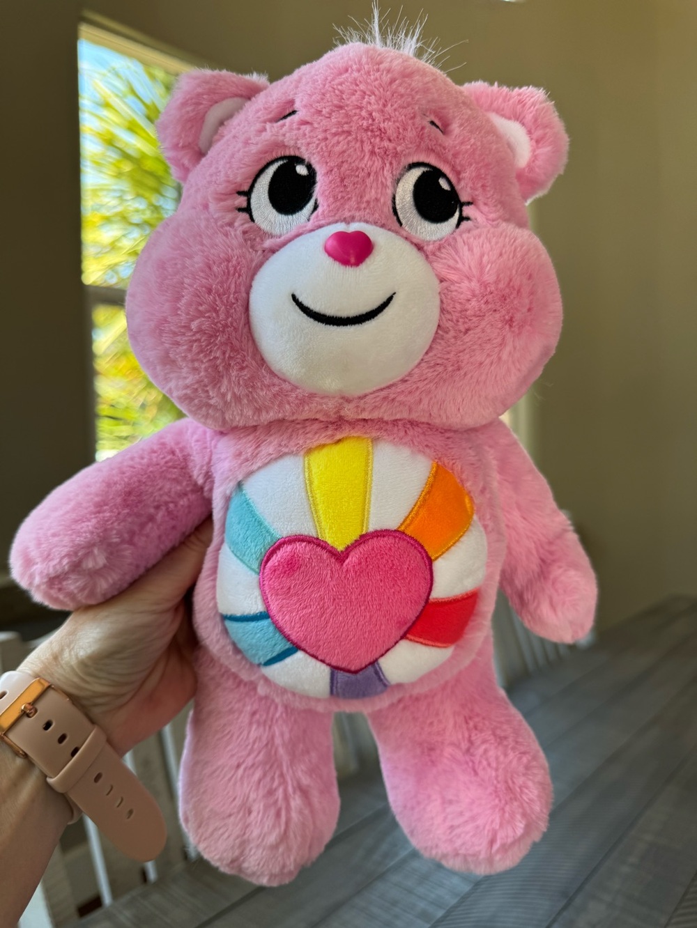 Care Bears Hopeful Heart Bear - Pink Plush with Rainbow Heart Belly